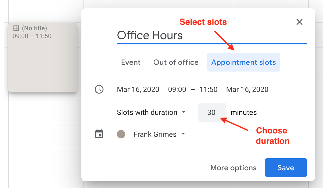 Using Appointment Slots In Google Calendar